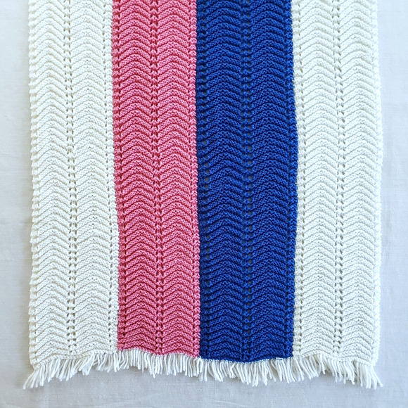 Handmade Other - Handknit Crochet Lap Throw Blanket Soft Cozy Granny Baby Afghan Cottagecore 46"